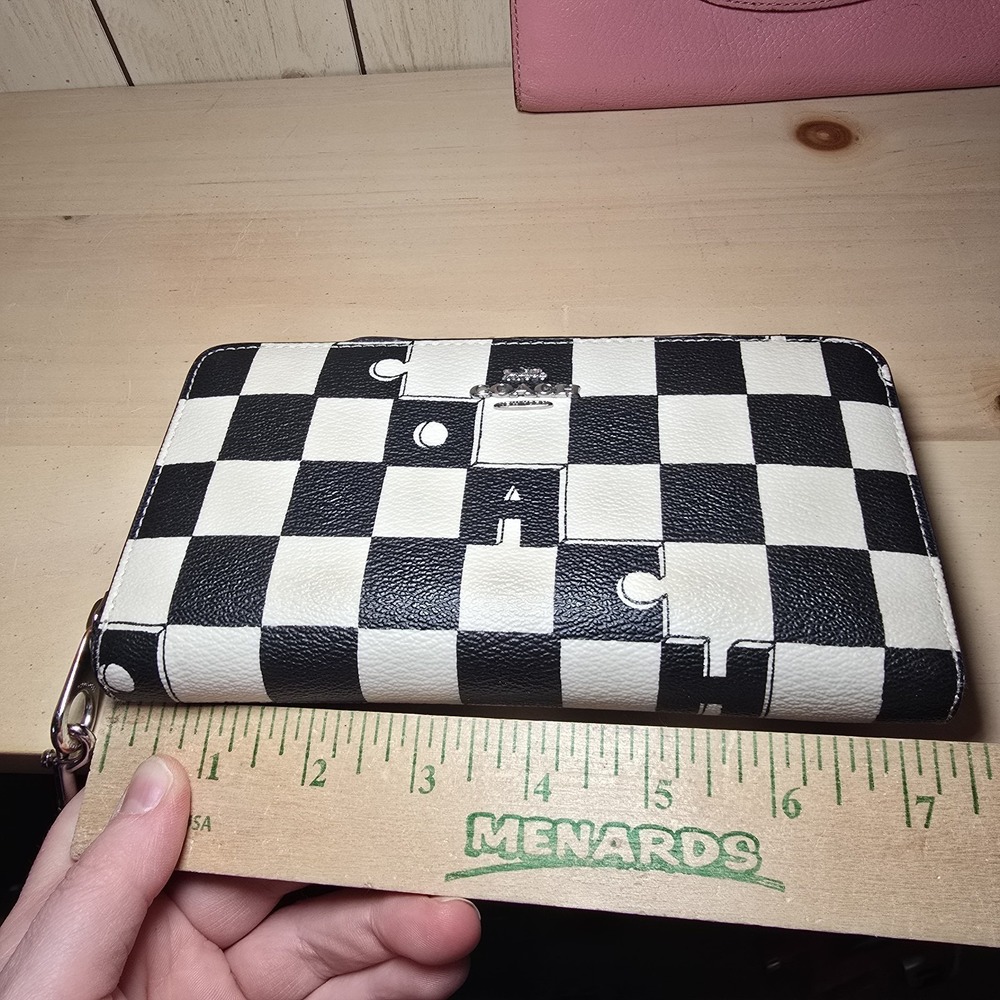 Coach Long Zip Around Wallet Black & White Checkerboard Print model CR622 Rare - Picture 15 of 16